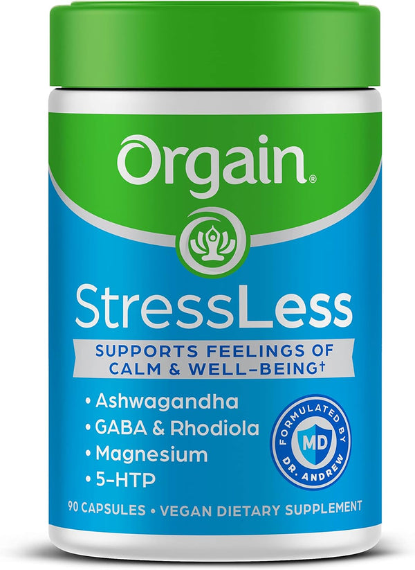 Stressless, Vegan Stress Relief Supplement - Blend of Magnesium, Lemon Balm, GABA, 5 HTP, Rhodiola Rosea, Ashwagandha and Chamomile, Gluten Free, Doctor Formulated - 90 Count, 30 Day Supply