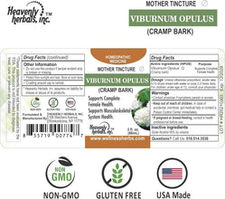 Viburnum Opulus Q (Cramp Bark) - Mother Tincture - Supports Female Health, Supports Musculoskeletal System Health - 2 Fl Oz - Wellnessherbs Ships from USA. Manufactured