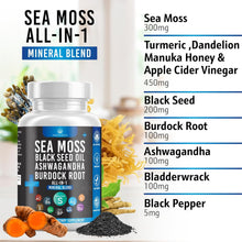 Sea Moss 3000 Black Seed Oil 2000 Ashwagandha 1000 Bladderwrack 1000 Burdock 1000-120 Count