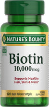 Biotin, Supports Healthy Hair, Skin and Nails, 10,000 Mcg, Rapid Release Softgels, 120 Ct