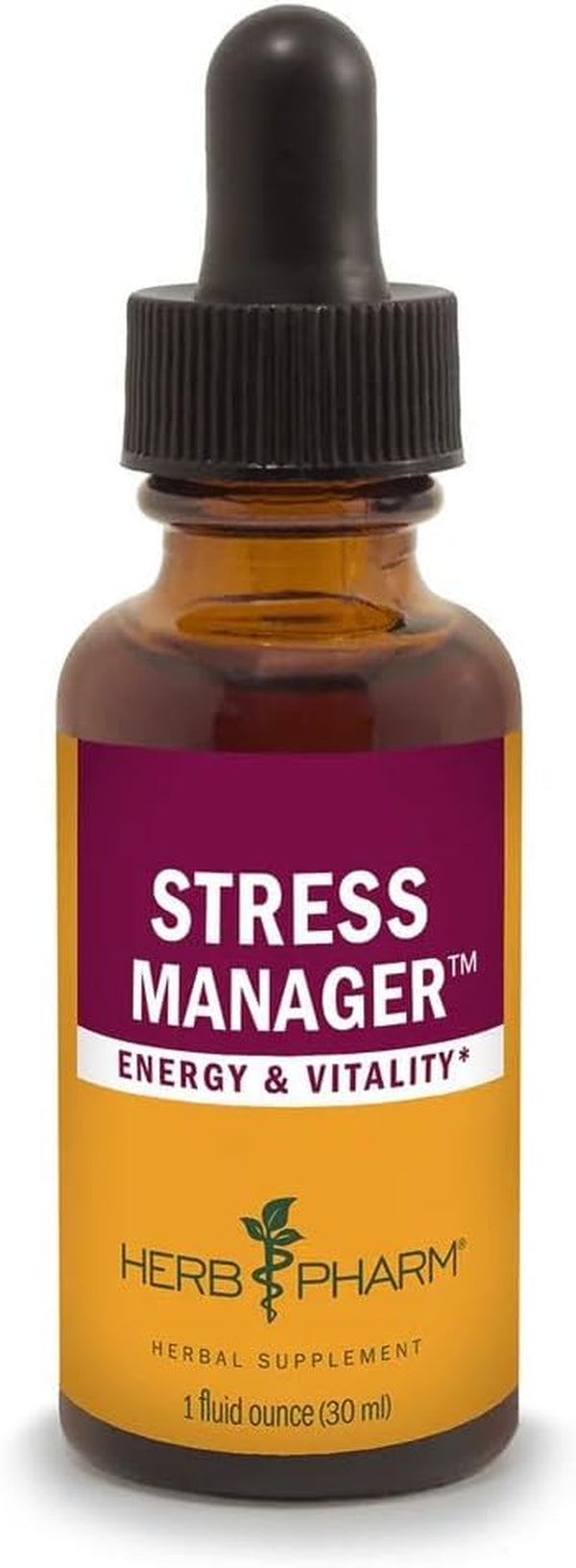 Stress Manager: Adaptogenic Stress Support Tincture, Rhodiola Rosea, Holy Basil Extract, Reishi Mushroom Extract, Adrenal Function Support, Vegan, Non-Gmo, 1 Oz - Packaging May Vary