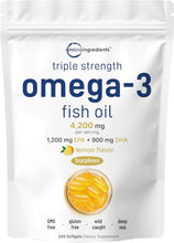 Triple Strength Omega 3 Fish Oil Supplements 4200Mg per Serving, 240 Softgels – Lemon Flavored – Burpless | EPA 1200Mg + DHA 900Mg | Deep Sea Fish