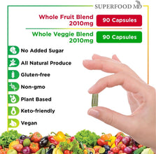 Fruits and Veggies Supplement - 90 Fruit and 90 Veggie Capsules - Supports Energy Levels, High Lycopene, Vitamins & Minerals -Made in the USA - 90 Count (Pack of 2)