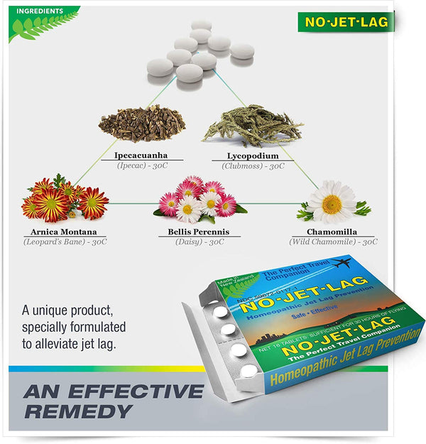 No Jet Lag Homeopathic Jet Lag Remedy (1 Pack, 32 Chewable Tablets), Travel Must Have, Flight Essential for Jet Lag Relief, Plant-Based.