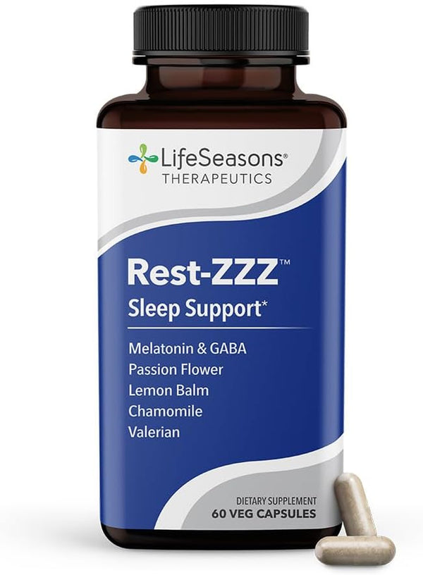 Rest-Zzz - Powerful Sleep Support Supplement - Fall Asleep & Stay Asleep - Calms Nervous System - Naturally Ease Muscle Tension & Restlessness - Low Dose Melatonin GABA & Chamomile - 60 Capsules