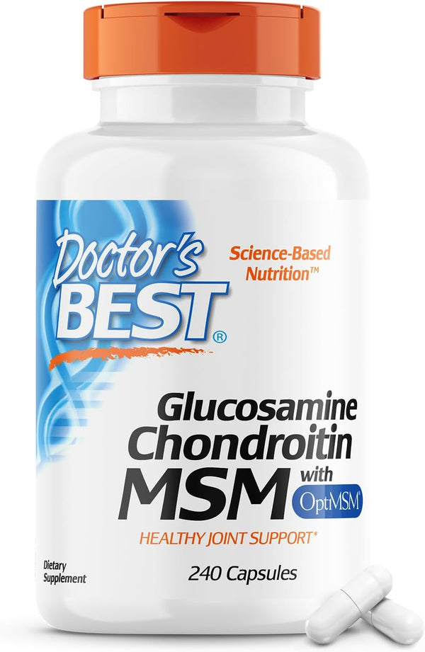 Glucosamine Chondroitin Msm with Optimsm Capsules, Supports Healthy Joint Structure, Function & Comfort, Non-Gmo, Gluten Free, Soy Free, 240 Count (Pack of 1)