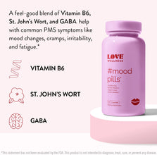 Mood Pill Supplement | Promotes a Happy Mood | Helps with PMS Hormones, Stress Relief, & Improves Mood | Vitamin B6, GABA, L-Theanine & Organic Ginkgo Biloba Leaf Powder | 60 Capsules