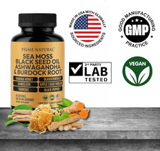 Sea Moss 3000Mg Black Seed Oil 2000Mg Ashwagandha 1000Mg Turmeric 1000Mg Bladderwrack 1000Mg Burdock 1000Mg Manuka Honey Dandelion ACV - 120 Capsules | 60 Days Supply | Vegan